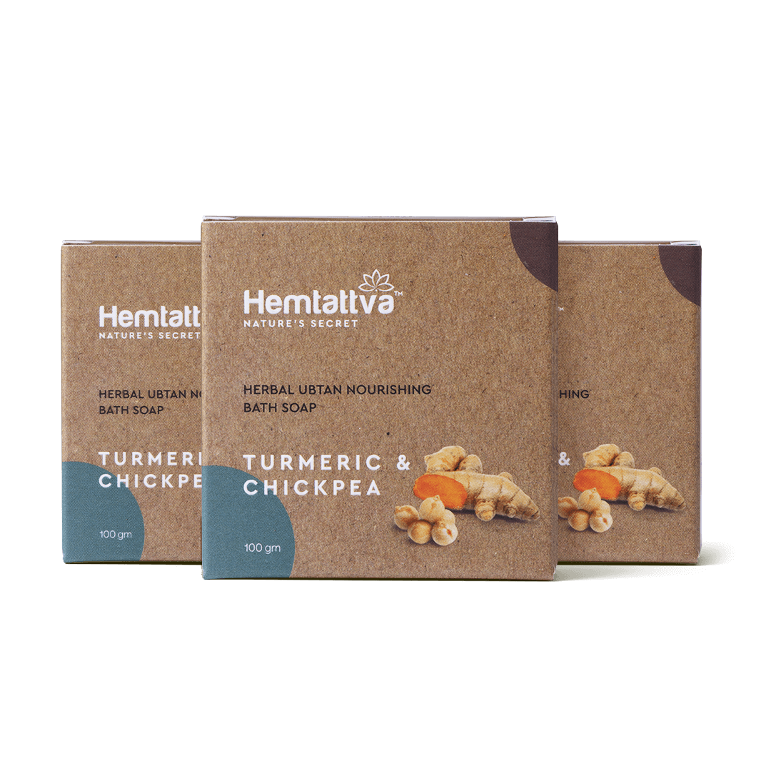 Herbal Ubtan Nourishing Bath Soap - Turmeric & Chickpea (Pack of 3)